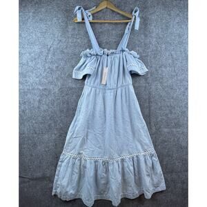 BCBGeneration Dress Small Light Blue Milkmaid Country Peasant Tiered Ruffle